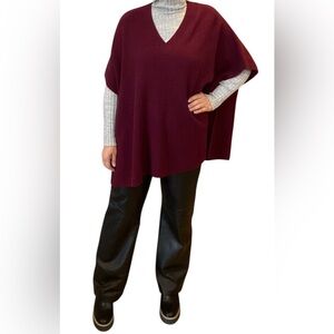 Nordstrom 90% wool 10% cashmere burgundy sweater poncho one size